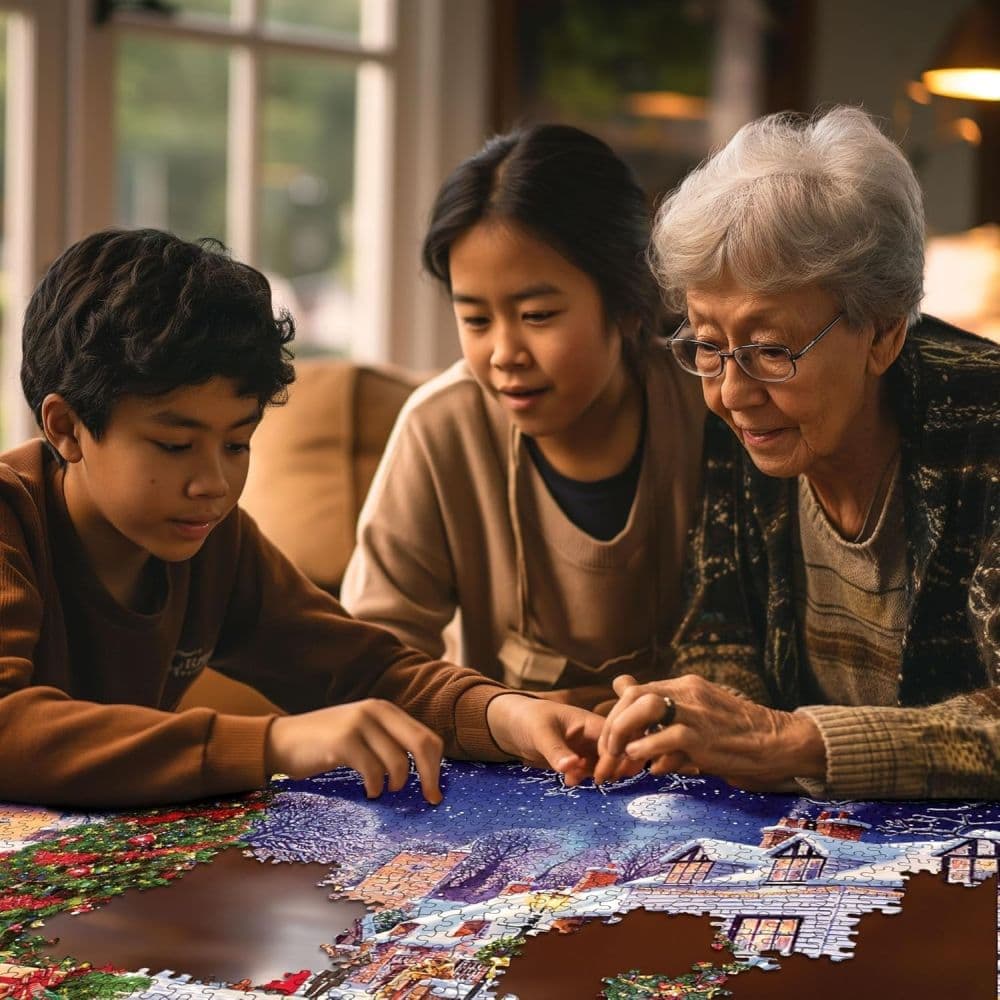 Village Christmas Tree 1000 Piece Puzzle Fourth Alternate Image