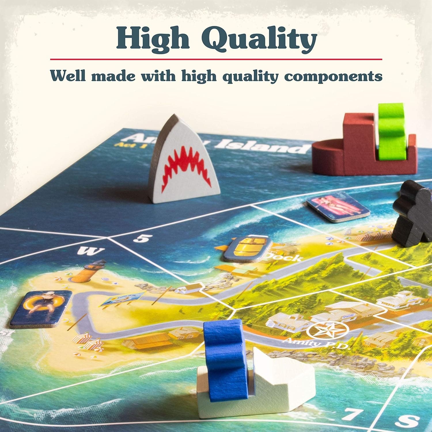 Jaws Strategy Board Game – Asymmetric Game Based on the Classic Film close up