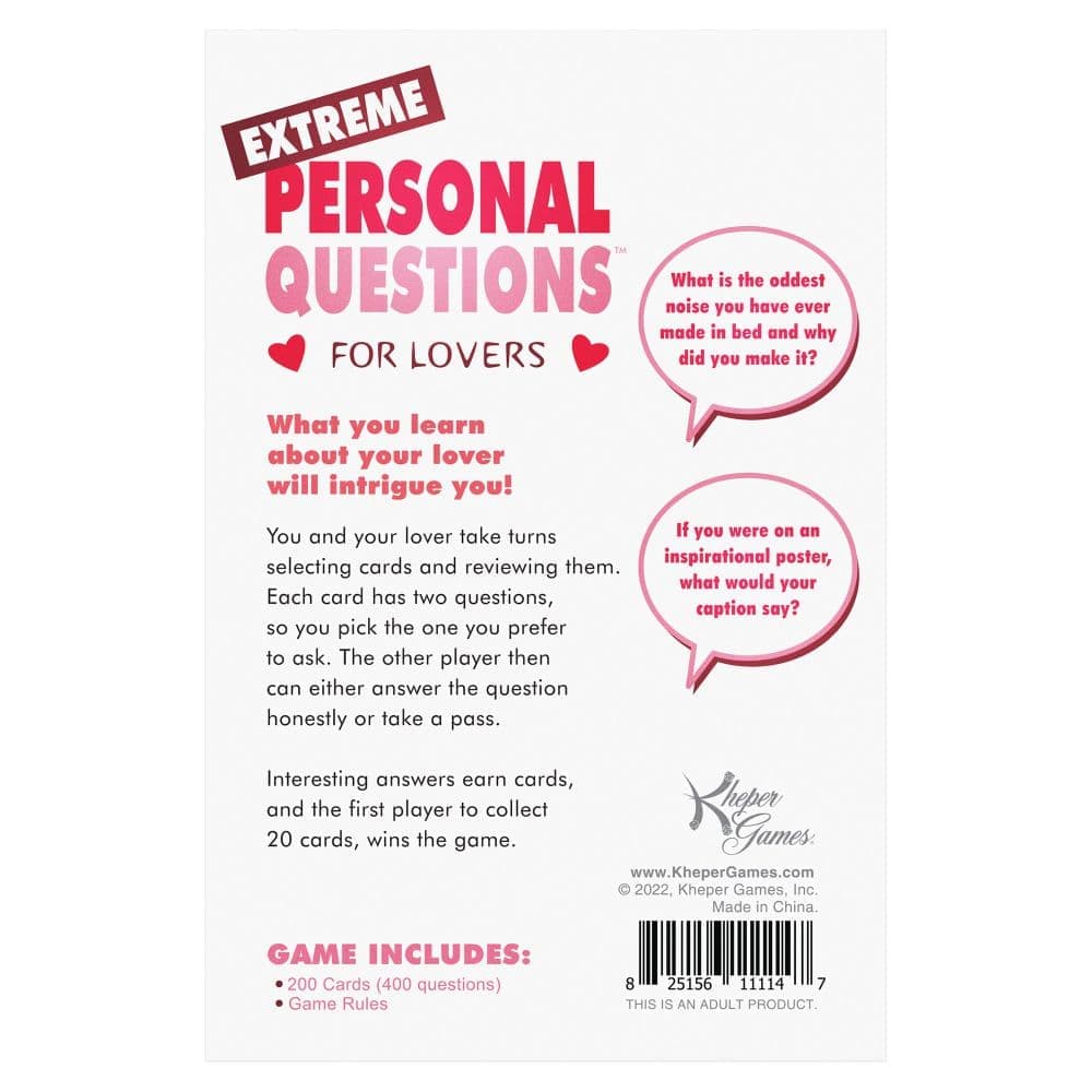 Extreme Personal Questions for Lovers First Alternate Image