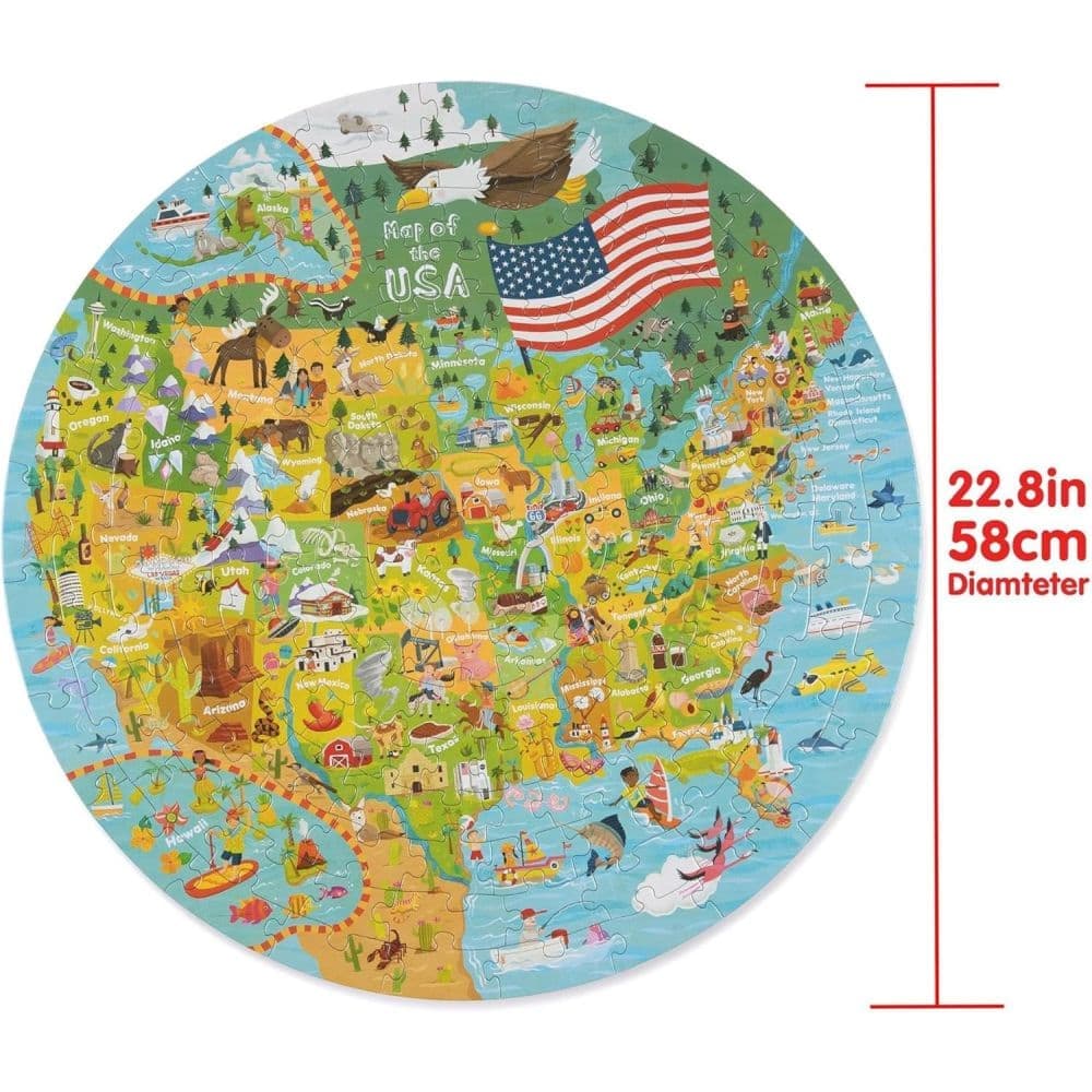 Map of USA 150 Piece Round Puzzle Second Alternate Image