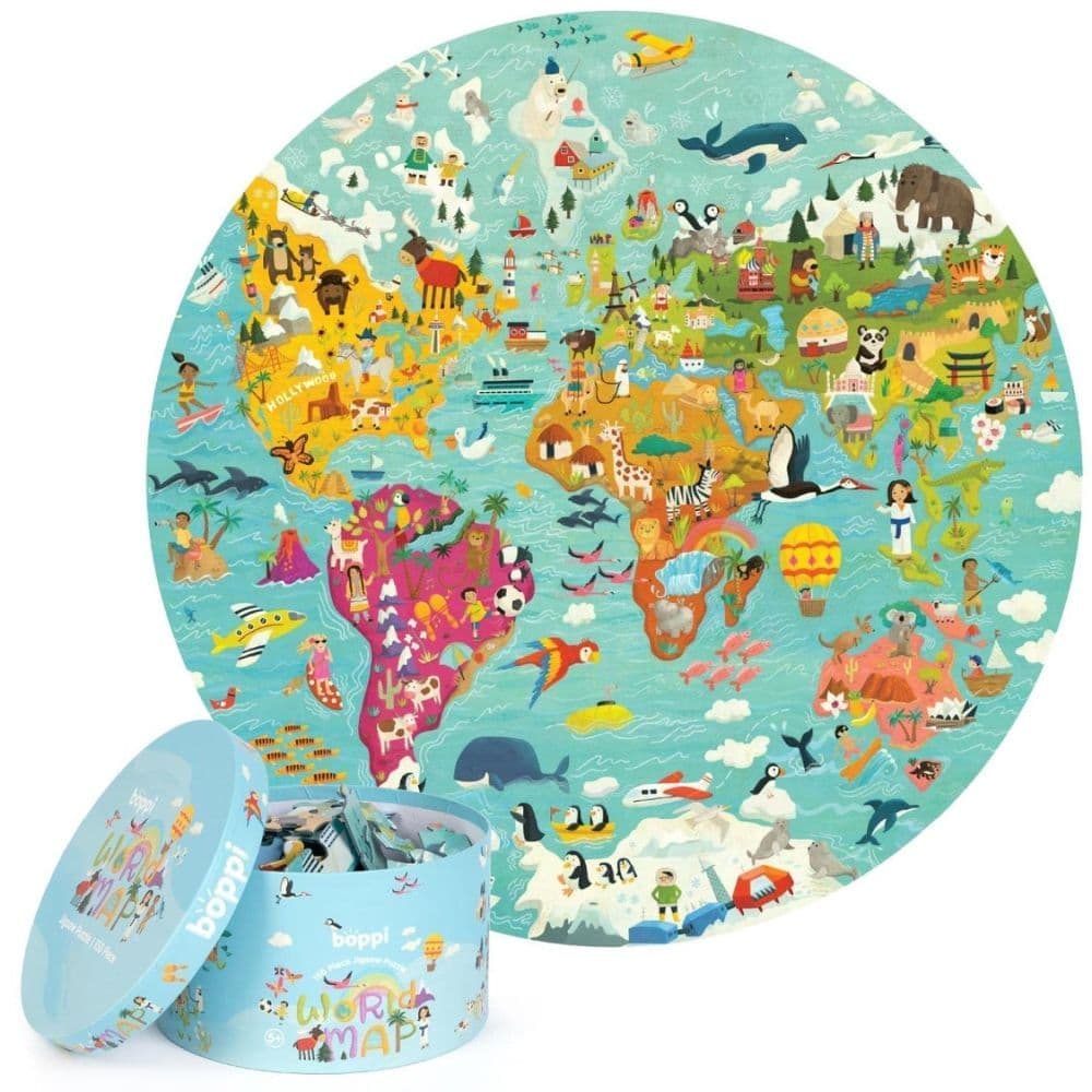 World Map 150 Piece Round Puzzle Main Product Image