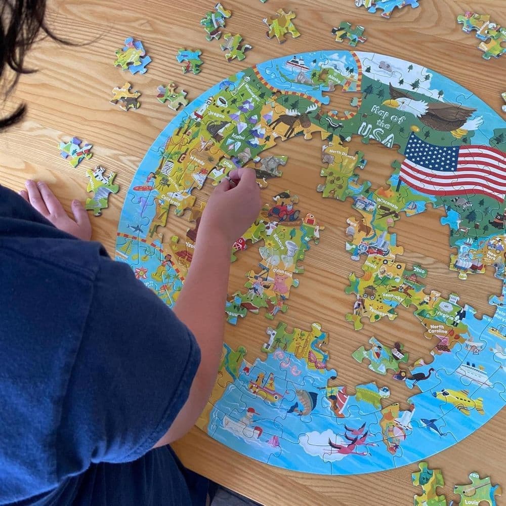 Map of USA 150 Piece Round Puzzle First Alternate Image