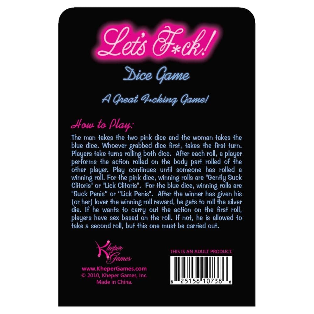 Lets F*ck Dice Game First Alternate Image