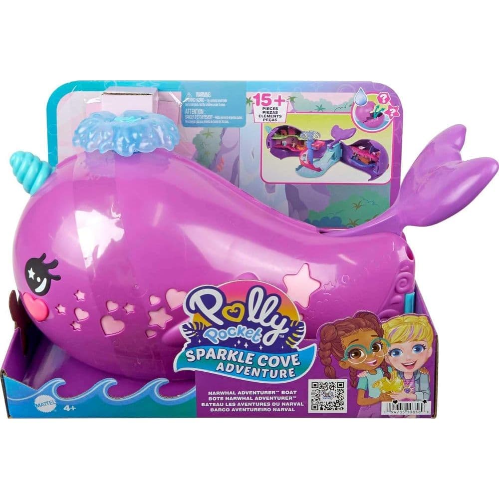 Polly Pocket Sparkle Cove Narwhal Boat Playset Main Image